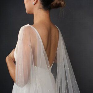 Wedding Dress Overlay Wedding Shoulder Cover Bridal Beaded Pearl Bolero Wedding